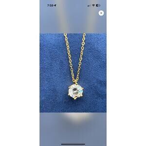 2CT Round Moissanite Pendant on gold over sterling silver chain